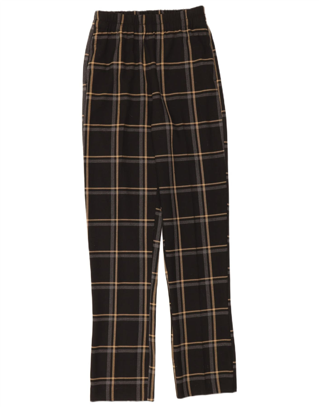 Damskie spodnie chino Zara XS W24 L34, poliester w czarną kratkę