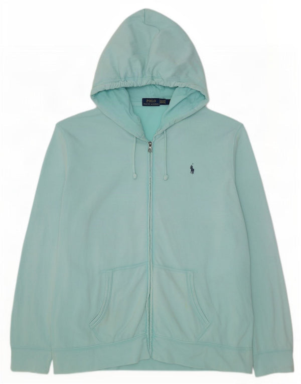 Męski sweter z kapturem i zamkiem Polo Ralph Lauren, 2XL, turkusowa bawełna