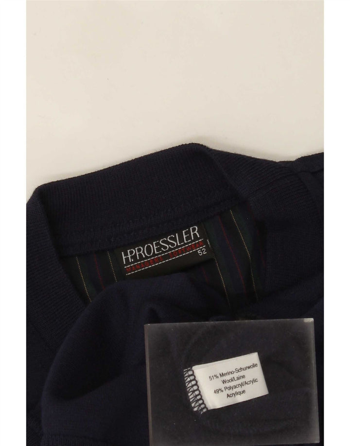 Vintage męski sweter z okrągłym dekoltem EU 52, duży, granatowy, poliakryl