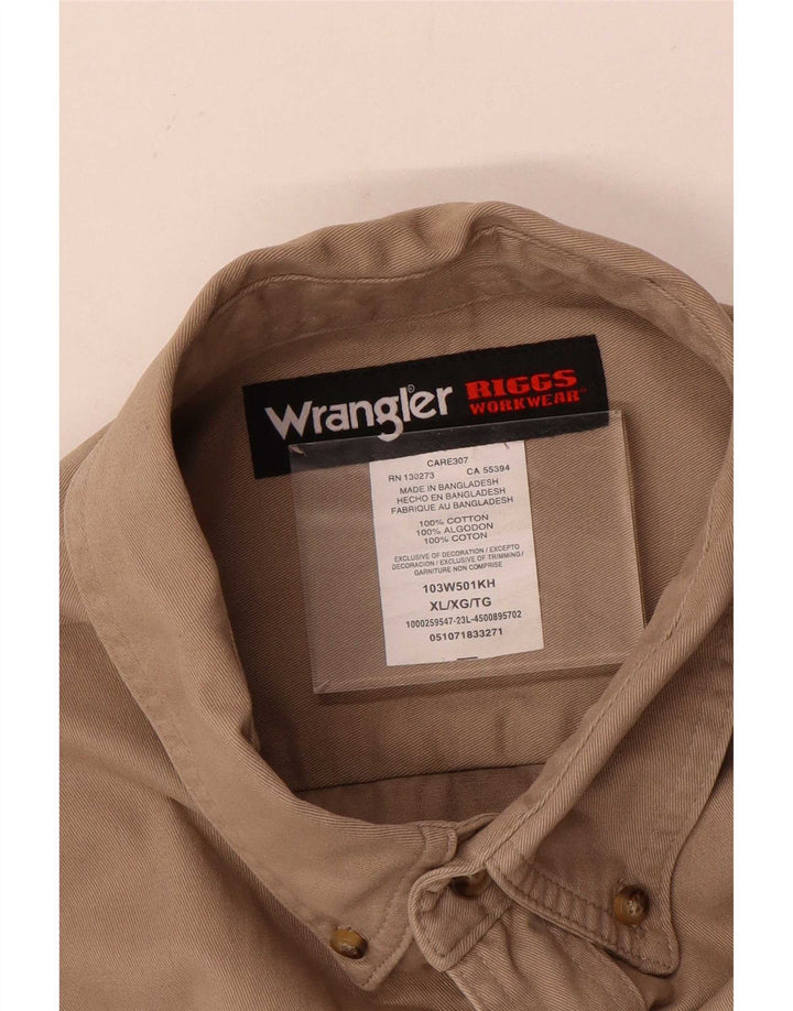 Koszula męska Wrangler XL, brązowa, bawełniana