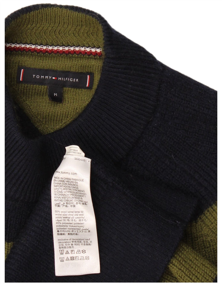Męski sweter z golfem Tommy Hilfiger, średnia wełna w paski khaki