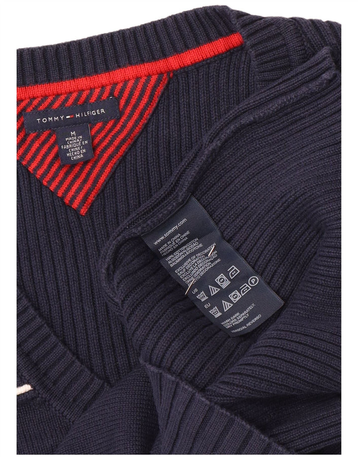 Damski sweter Tommy Hilfiger z dekoltem w kształcie litery V, UK 12, średni granatowy, bawełniany