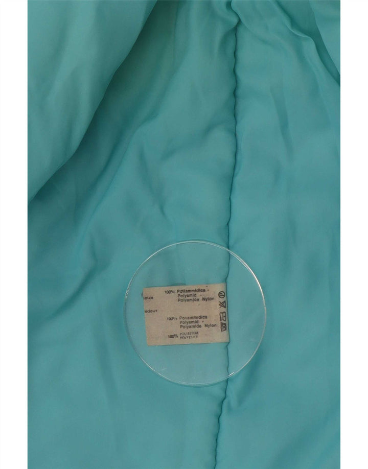 Vintage damski, oversize'owy, ocieplany płaszcz IT 38 XS, niebieski poliamid