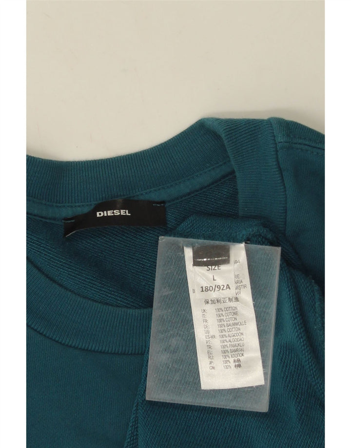 Męska bluza z grafiką Diesel, duża, niebieska, bawełniana