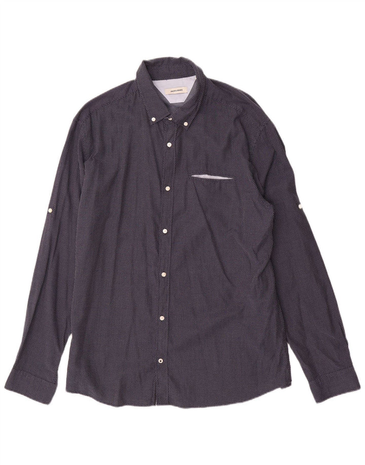 Koszula męska Jack & Jones 2XL Granatowa, geometryczna bawełna