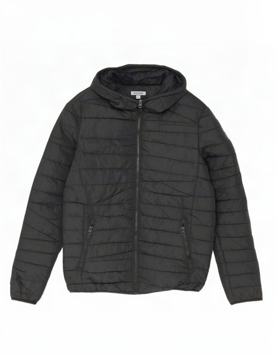 Męska ocieplana kurtka z kapturem Jack & Jones UK 36, mała, czarna, poliester