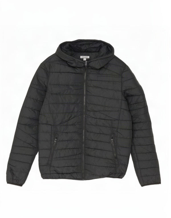 Męska ocieplana kurtka z kapturem Jack & Jones UK 36, mała, czarna, poliester