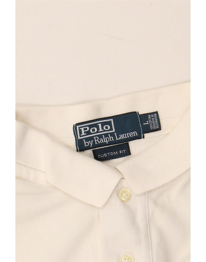 POLO RALPH LAUREN Męska koszulka polo do rugby o dopasowanym kroju, duża, biała, bawełniana