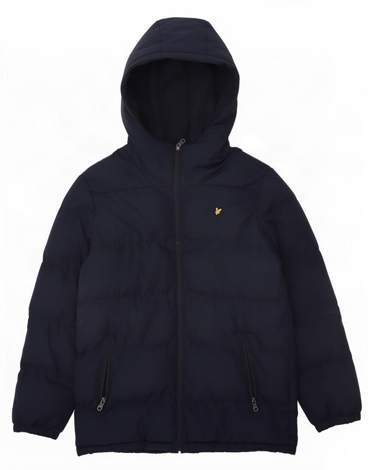 Lyle & Scott Chłopięca wyściełana kurtka z kapturem, 15-16 lat, granatowa, poliester