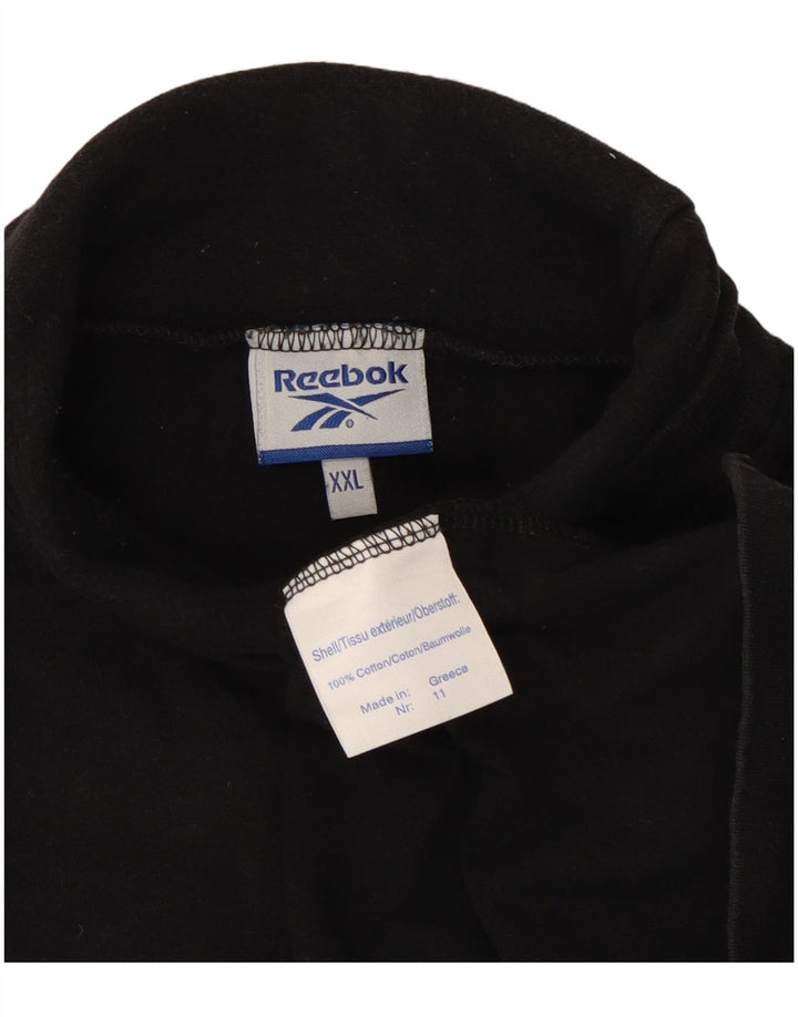 Męska koszulka Reebok z okrągłym dekoltem, długim rękawem, 2XL, czarna bawełna