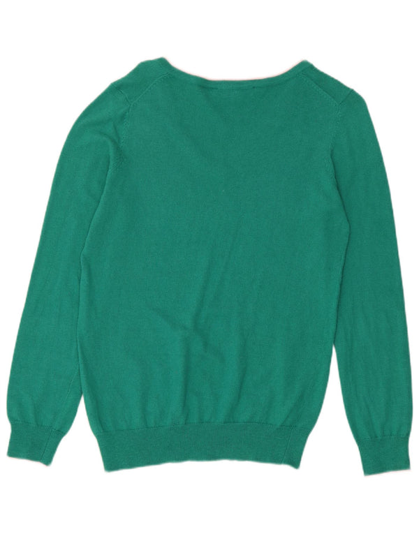 Crew Clothing Damski sweter z dekoltem w kształcie litery V, UK 10, mały, zielony, bawełniany