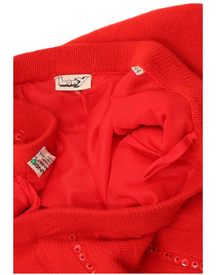 Vintage damska dzianinowa rozkloszowana spódnica IT 44 Medium W30 Czerwona Angora