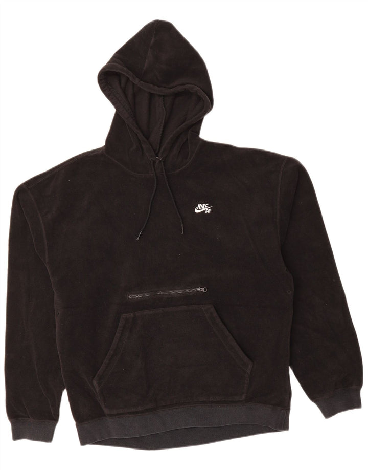 NIKE Mens Hooded Fleece Jumper Small Black Polyester