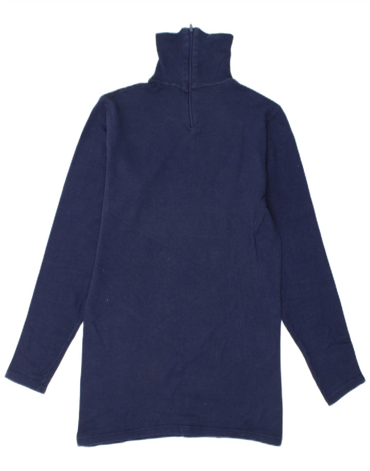 SERGIO TACCHINI Womens Zip Neck Sweatshirt Jumper UK 14 Large Navy Blue