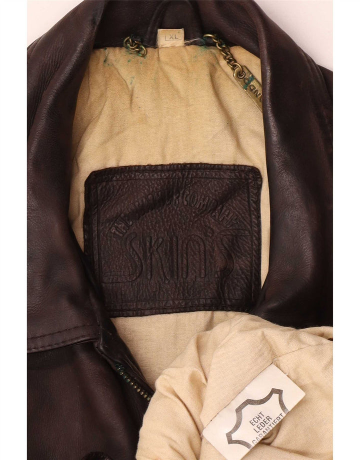 Vintage męska skórzana kurtka UK 42 XL brązowa
