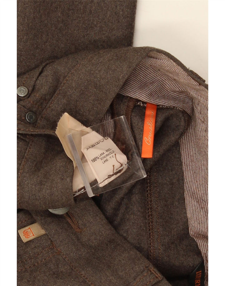 CORNELIANI Męskie proste spodnie codzienne W36 L28 Brązowa wełna