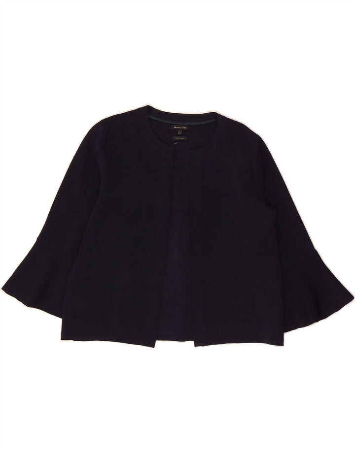MASSIMO DUTTI Womens Open Blazer Jacket UK 14 Medium Navy Blue Viscose Vintage Massimo Dutti and Second-Hand Massimo Dutti from Messina Hembry 