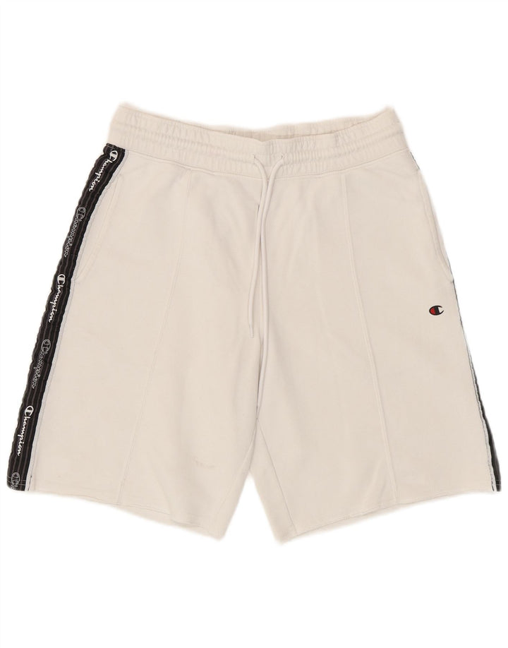 CHAMPION Mens Graphic Sport Shorts Small  White Cotton