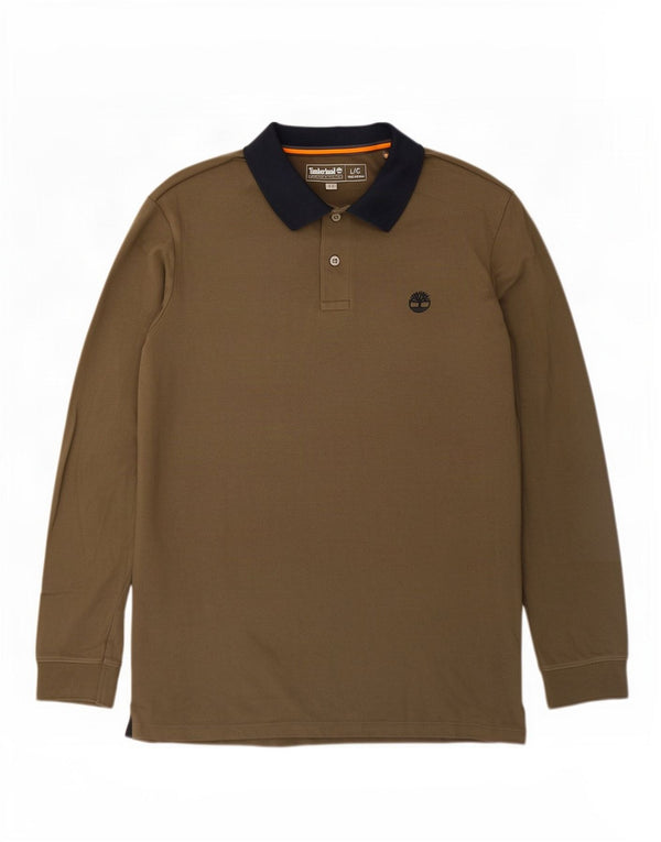 Męska koszulka polo do rugby Timberland z długim rękawem i regularnym krojem, duża, bawełniana w kolorze khaki