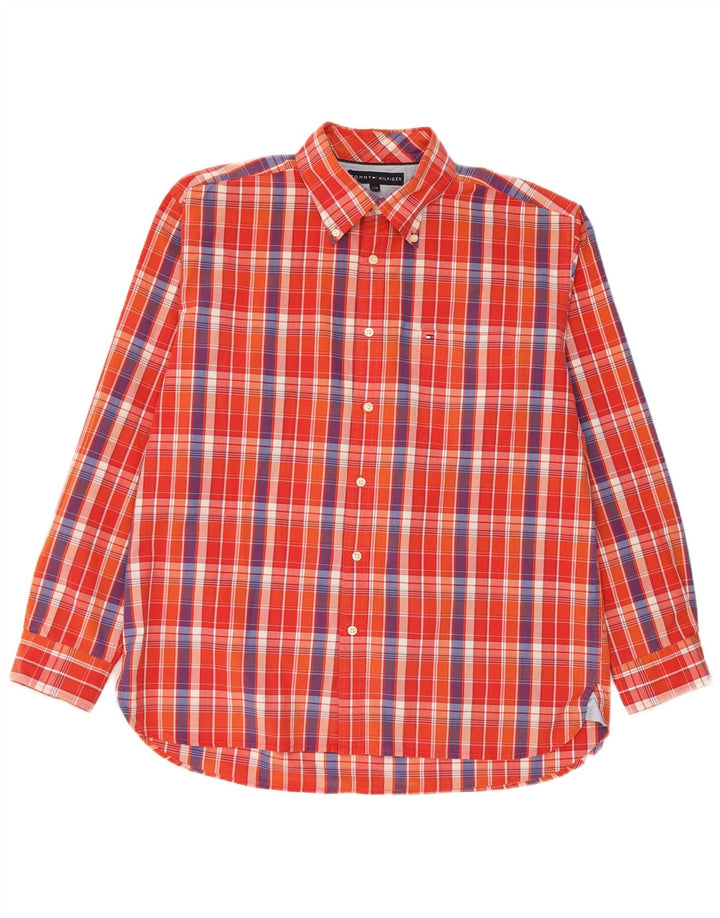 Koszula męska Tommy Hilfiger, duża, bawełniana w pomarańczową kratkę