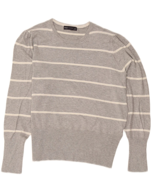 Marks & Spencer Damski sweter z okrągłym dekoltem, UK 18 XL, szare paski