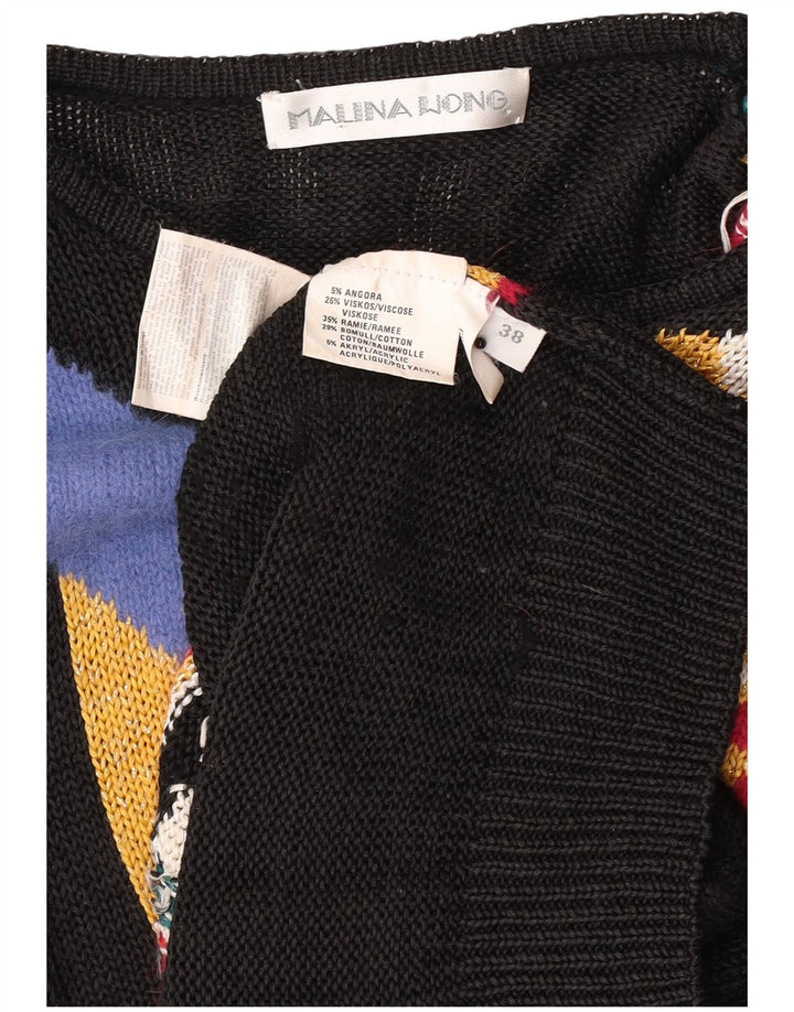 Damski sweter z okrągłym dekoltem Malina Wong EU 38, średni czarny retro