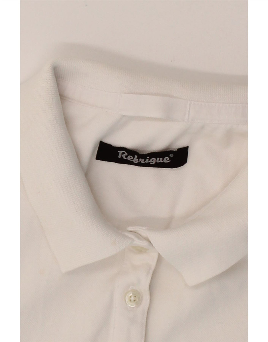 REFRIGUE Womens Polo Shirt UK 12 Medium White Cotton Vintage Refrigue and Second-Hand Refrigue from Messina Hembry 