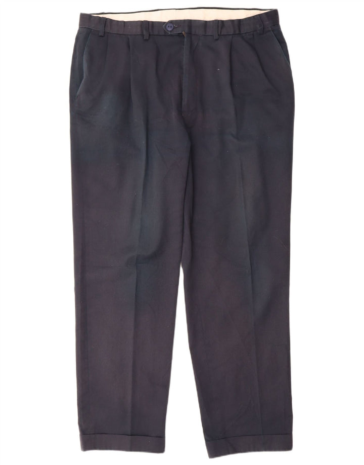 Niebieskie spodnie garniturowe męskie Marks & Spencer Harbour Pegged W38 L31 granatowe