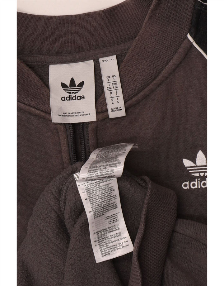 Adidas Męska bluza dresowa, duża, szara, bawełniana z blokami kolorów