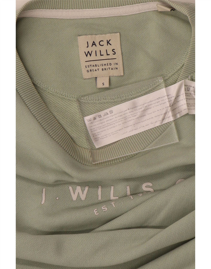JACK WILLS Męski sweter z grafiką, mały, zielony, bawełniany