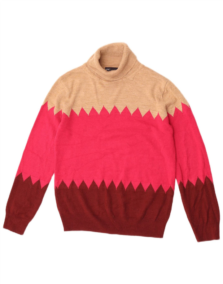 Marks & Spencer Damski sweter z golfem, UK 8, mały, wielokolorowy