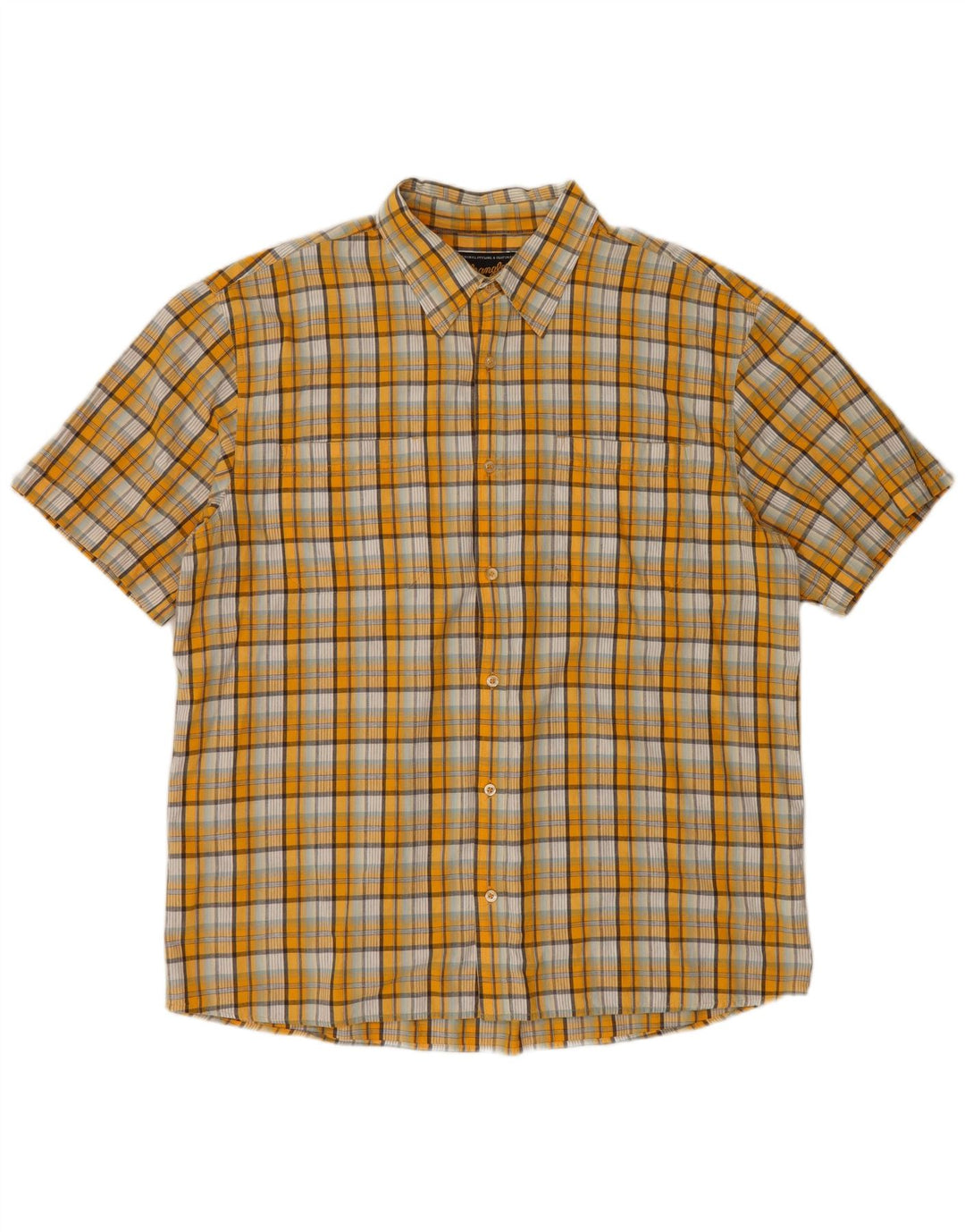 Męska koszula z krótkim rękawem Wrangler 2XL, bawełniana w żółtą kratkę
