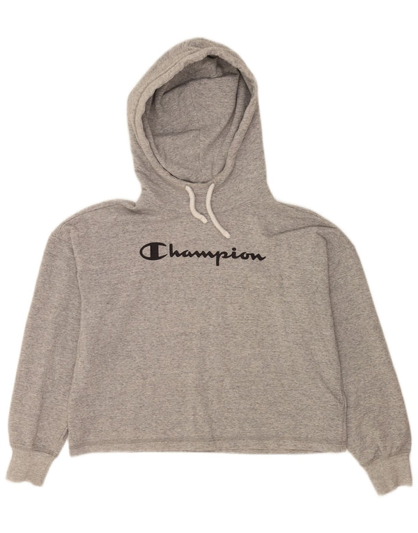 Damska bluza z kapturem Champion Crop Graphic UK 14 Średnia szara bawełniana nakrapiana