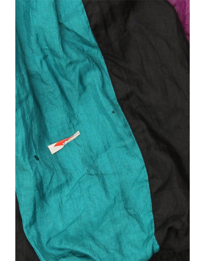 Męska kurtka dresowa w stylu vintage, średni czarny nylon w blokach kolorystycznych