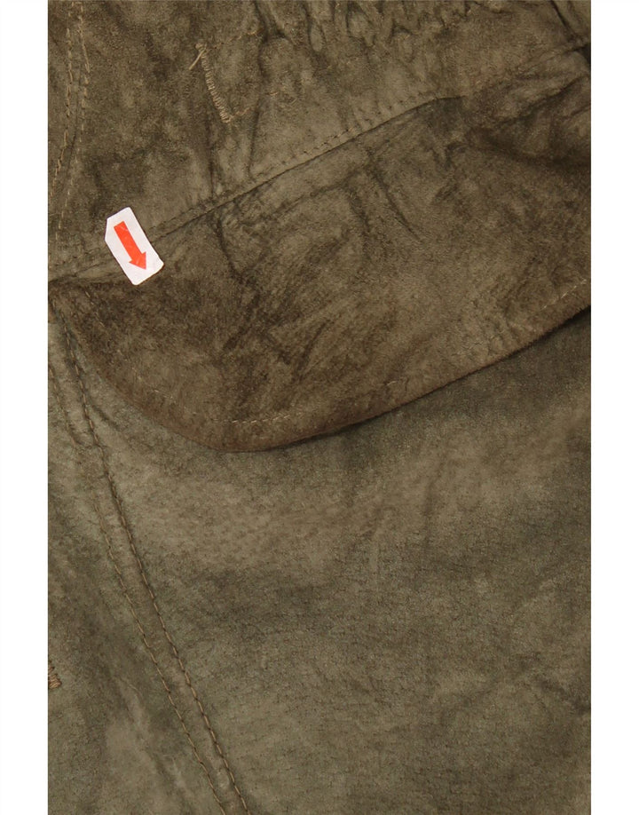 Zamszowy płaszcz damski w stylu vintage UK 42 XL Khaki