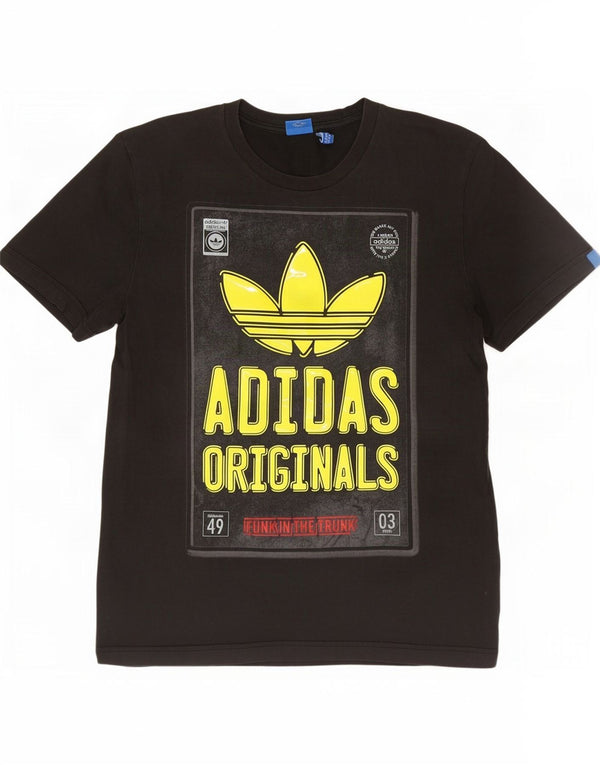 Męska koszulka z grafiką Adidas, średnia, czarna bawełna