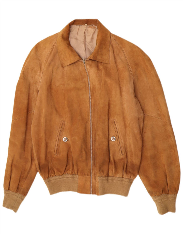 Vintage męska zamszowa kurtka bomber UK 38 średni brąz
