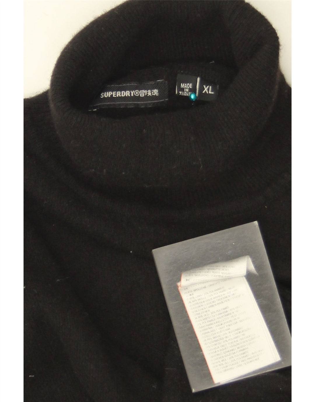Męski sweter z golfem Superdry XL, czarna wełna
