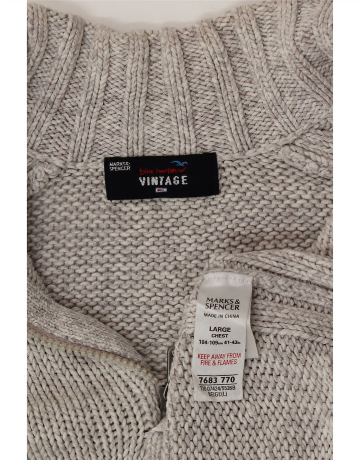 Marks & Spencer Męski sweter z zamkiem błyskawicznym, duży, szary, bawełniany