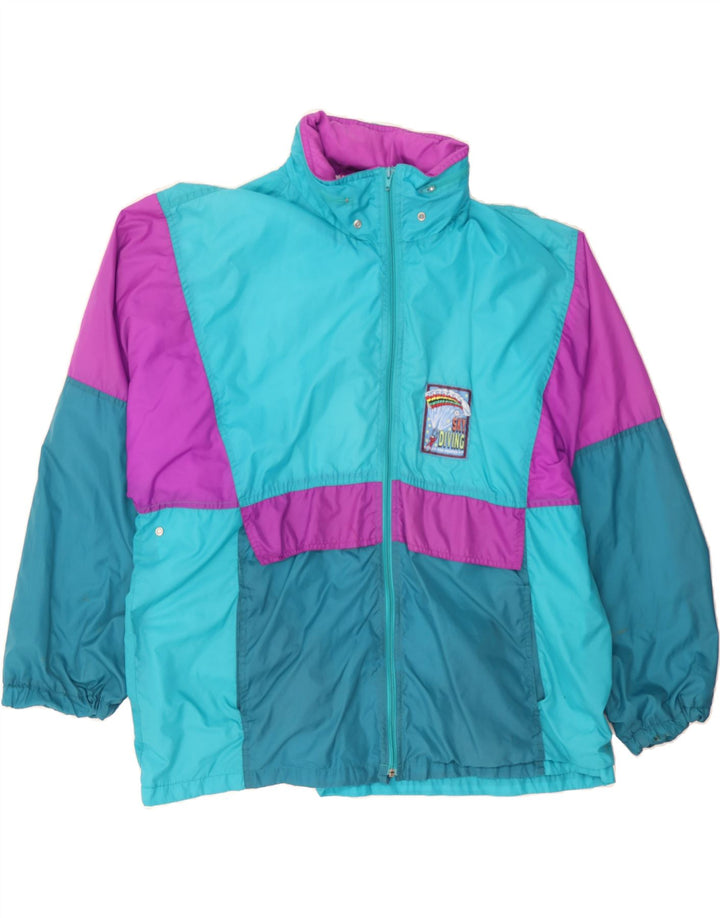 MARCEL CLAIR Mens Hooded Rain Jacket UK 42 XL Blue Colourblock Polyamide Vintage Marcel Clair and Second-Hand Marcel Clair from Messina Hembry 