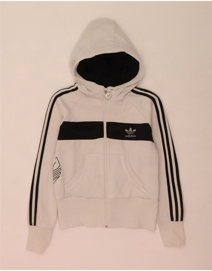 Damski sweter Adidas z grafiką i zamkiem błyskawicznym IT 44 Średni biały blok kolorów