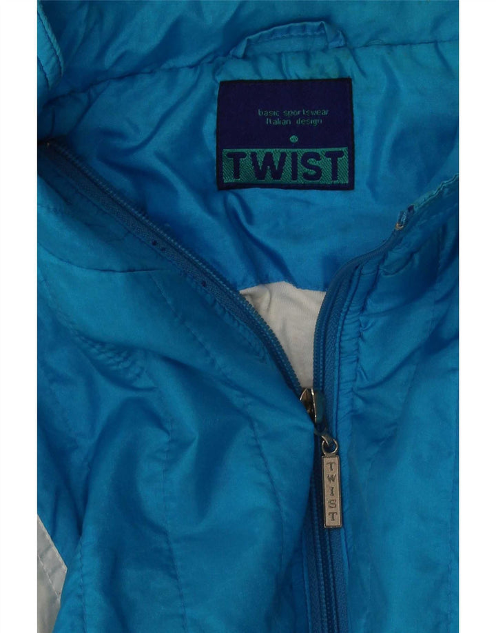 Kurtka męska dresowa w stylu vintage, mała, niebieska, z blokami kolorów