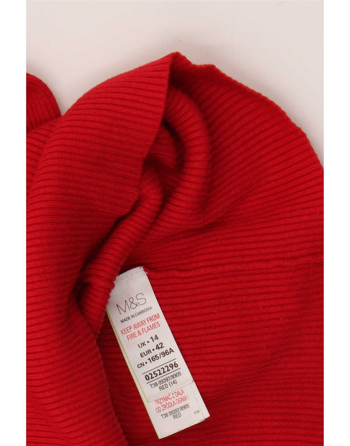 Marks & Spencer Damski sweter z golfem UK 14, średni czerwony, wiskoza