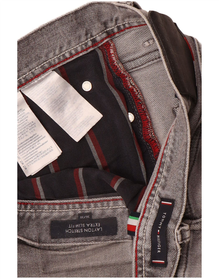 Męskie jeansy obcisłe TOMMY HILFIGER Layton W36 L30 Szara bawełna
