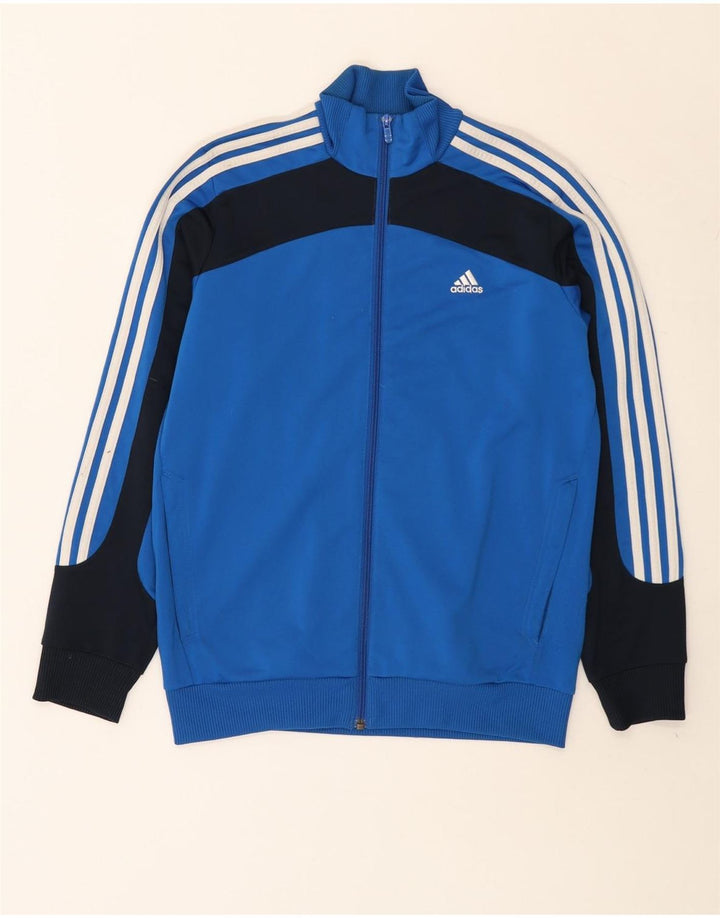 Chłopięca kurtka dresowa Adidas z grafiką 13-14 lat, niebieska, z blokami kolorów
