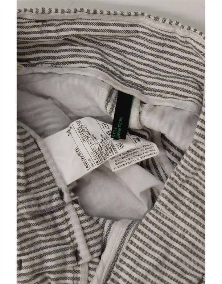 BENETTON Mens Chino Shorts W28 Small Grey Striped Cotton Vintage Benetton and Second-Hand Benetton from Messina Hembry 