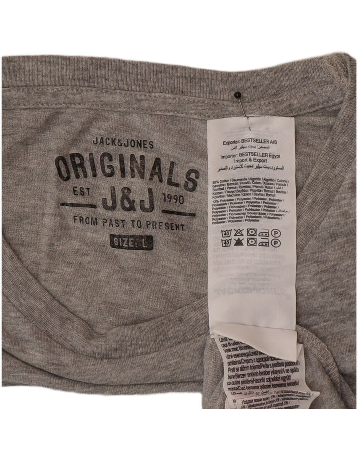 Męski T-shirt z grafiką Jack & Jones, duży, szary, bawełniany