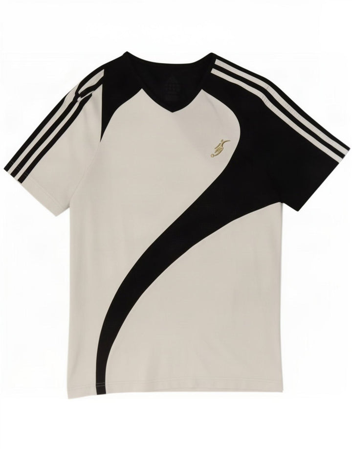 Adidas Męska koszulka Top, mała, biała, z blokami kolorów