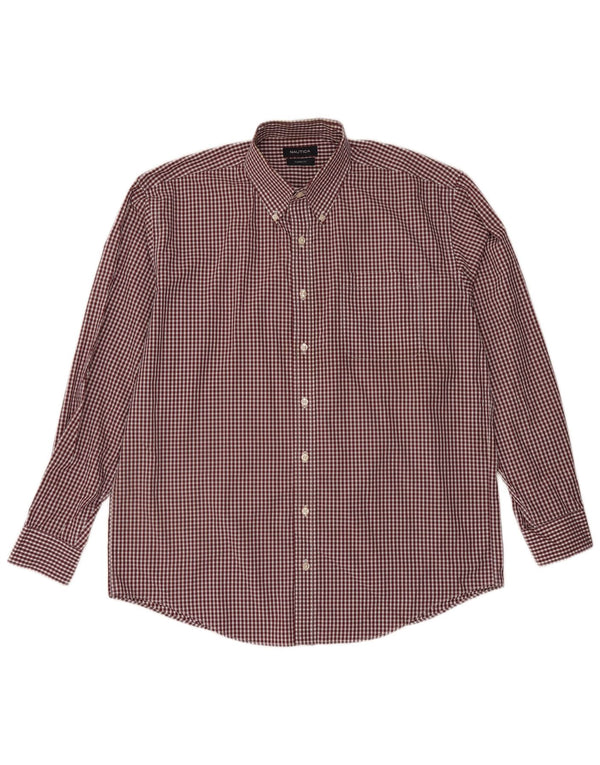Nautica Mens Classic Fit Shirt Size 16 1/2 Large Burgundy Gingham