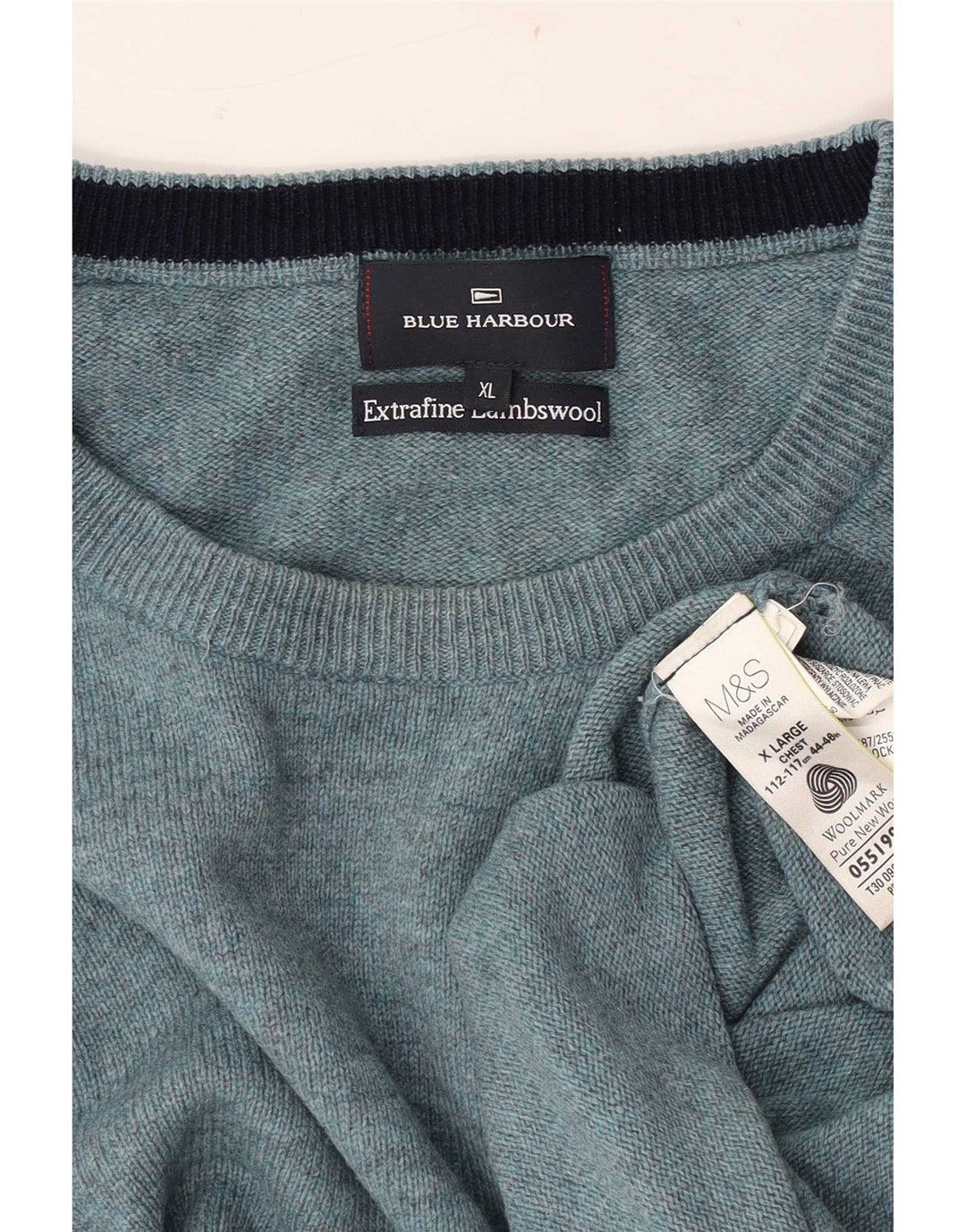 Marks & Spencer Męski niebieski sweter z okrągłym dekoltem i okrągłym dekoltem w kolorze niebieskim